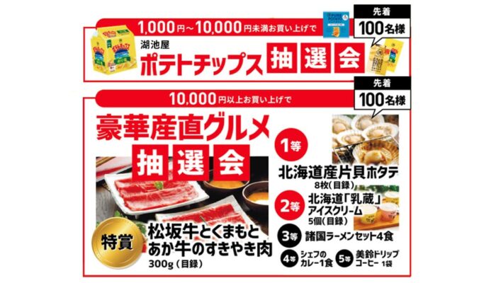 ポテトチップス抽選会＆豪華産直グルメ抽選会開催