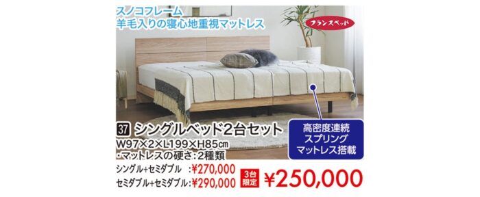 【フランスベッド】シングルベッド2台セット