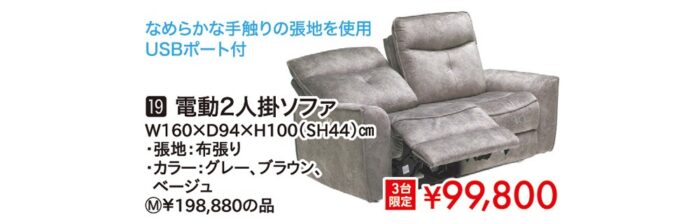 電動2人掛ソファ