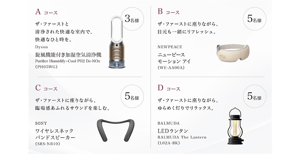 A、B、C、Dコースからお選びいただき、抽選でプレゼント