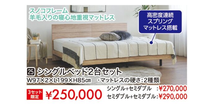 【フランスベッド】シングルベッド2台セット