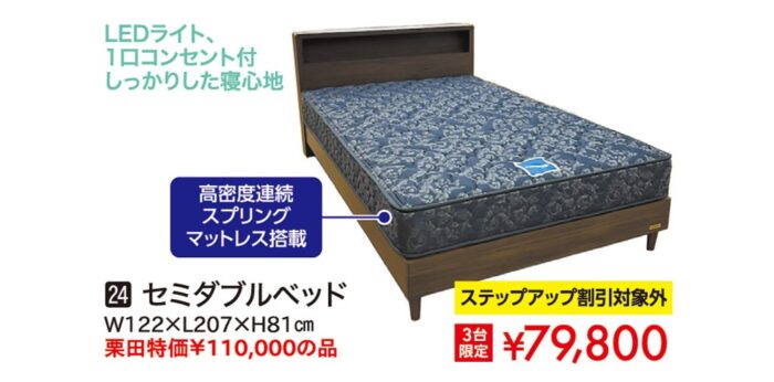 【フランスベッド】セミダブルベッド