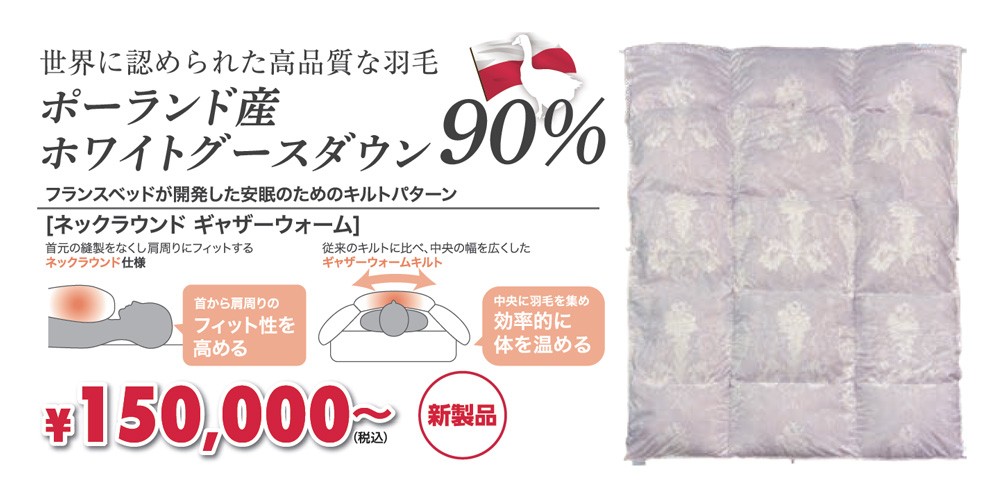 ポーランド産ホワイトグースダウン90％羽毛布団