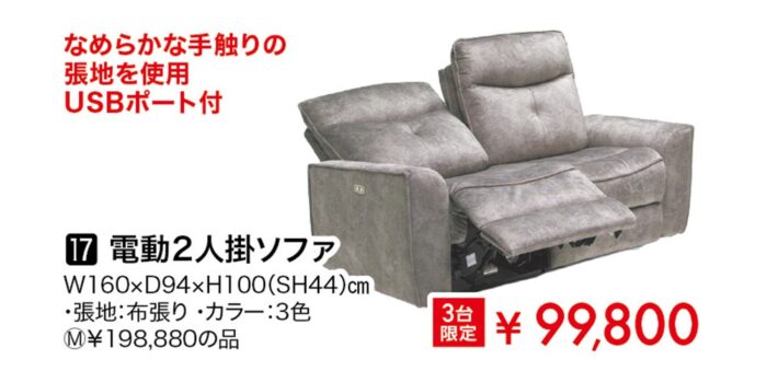 電動2人掛ソファ